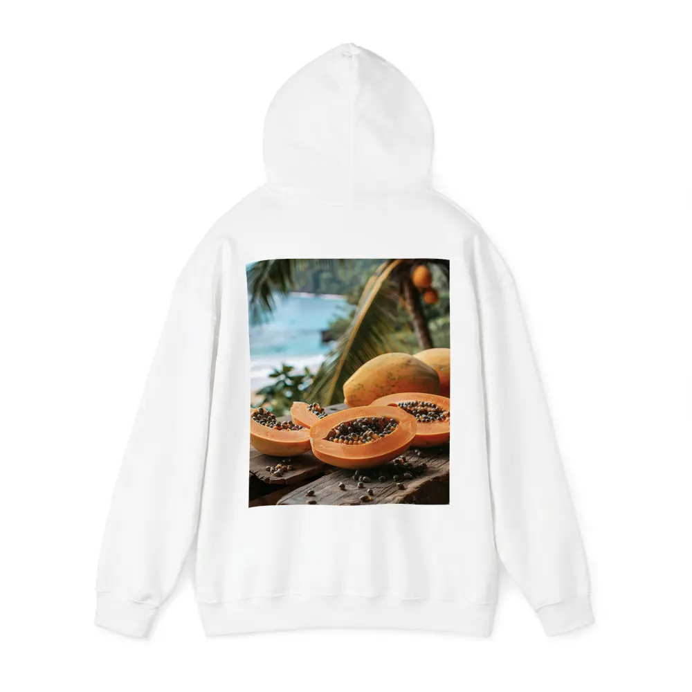Fresh Papaya Slices Tropical Beach Background – Hoodies