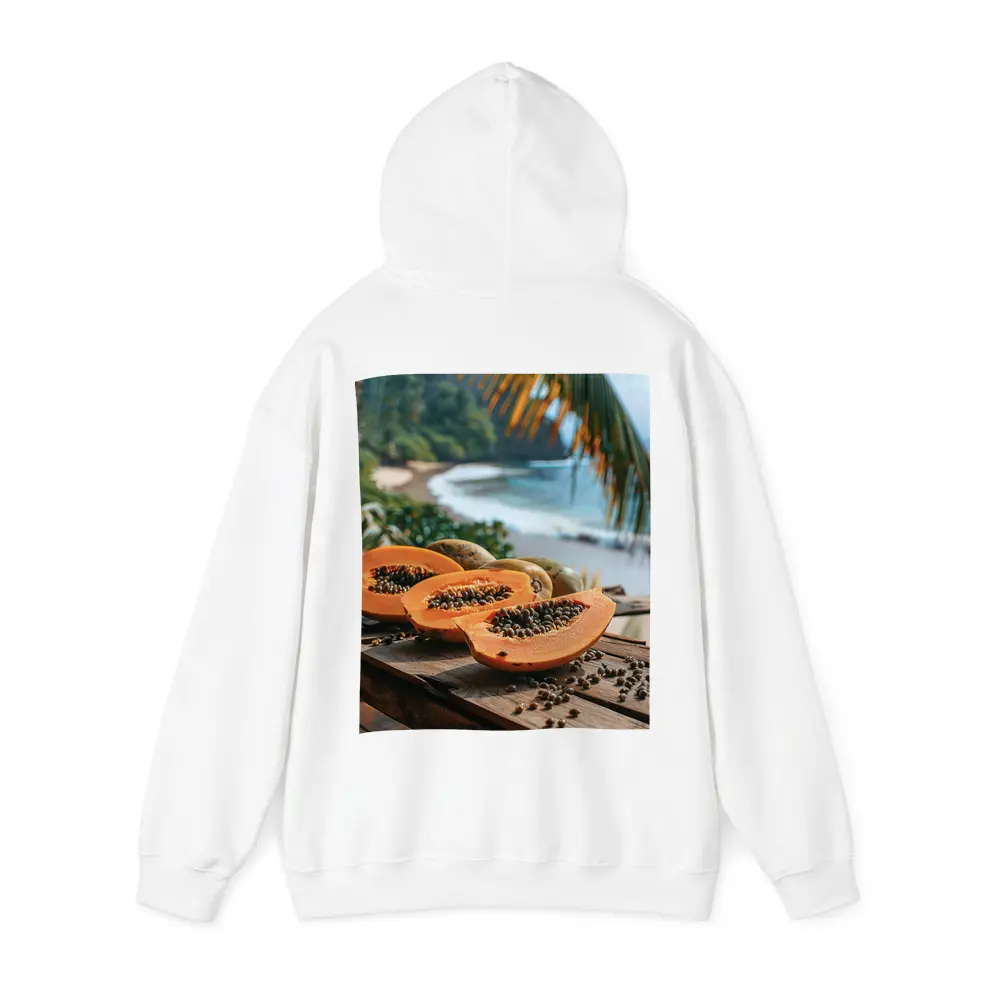 Fresh Papaya Slices Tropical Beach Background – Hoodies