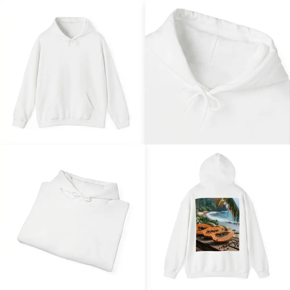 Fresh Papaya Slices Tropical Beach Background – Hoodies
