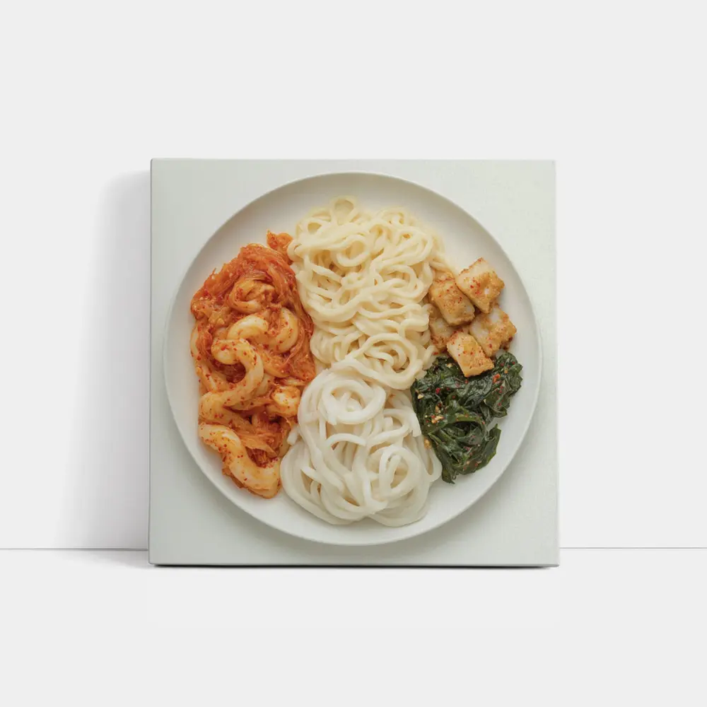 Korean Udon Noodles Kimchi Tofu White Plate – Wall Art