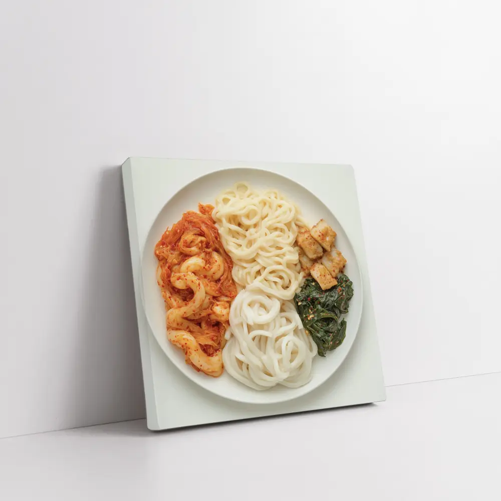 Korean Udon Noodles Kimchi Tofu White Plate – Wall Art