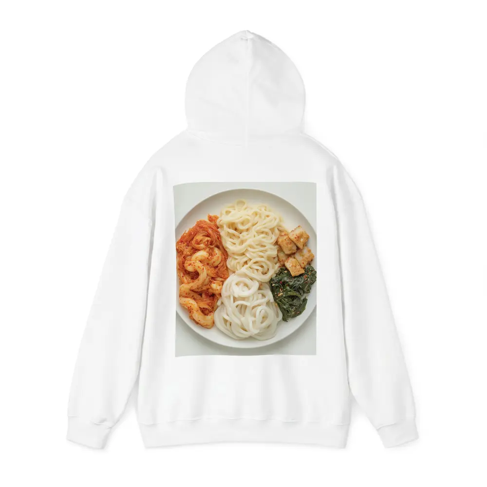 Korean Udon Noodles Kimchi Tofu White Plate – Hoodies