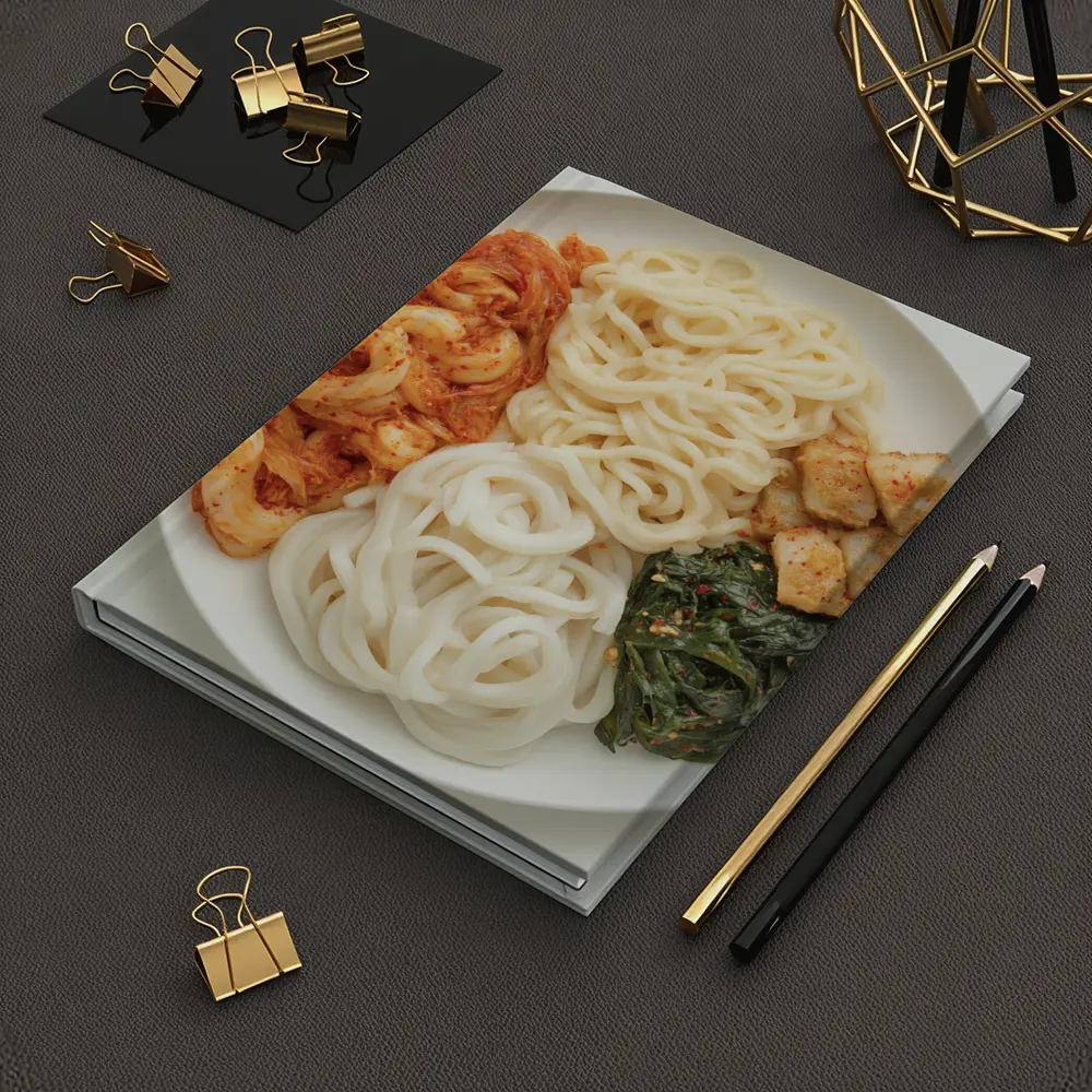 Korean Udon Noodles Kimchi Tofu White Plate – Notebooks