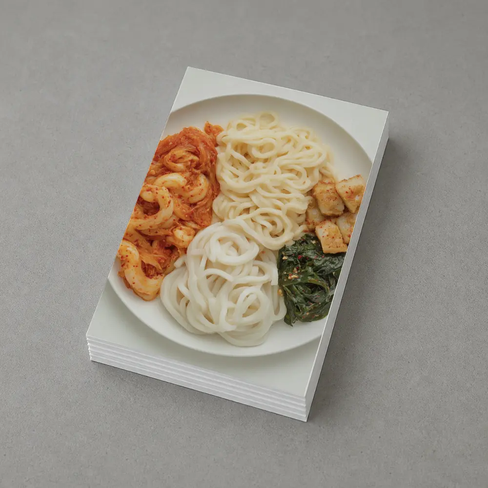 Korean Udon Noodles Kimchi Tofu White Plate – Postcards