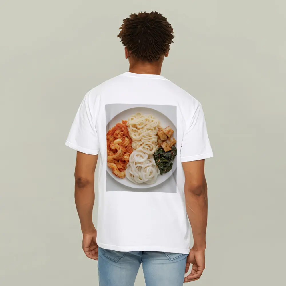 Korean Udon Noodles Kimchi Tofu White Plate – T-Shirts