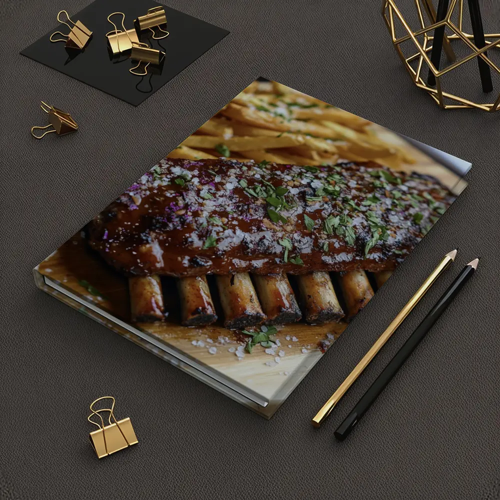 BBQ Pork Ribs With Fries Wooden Board – Notebooks