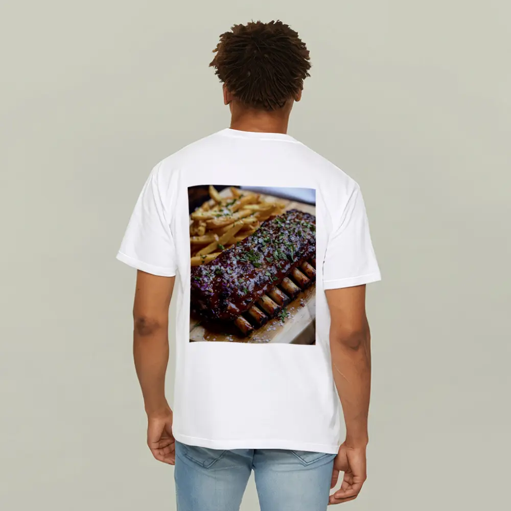 BBQ Pork Ribs With Fries Wooden Board – T-Shirts
