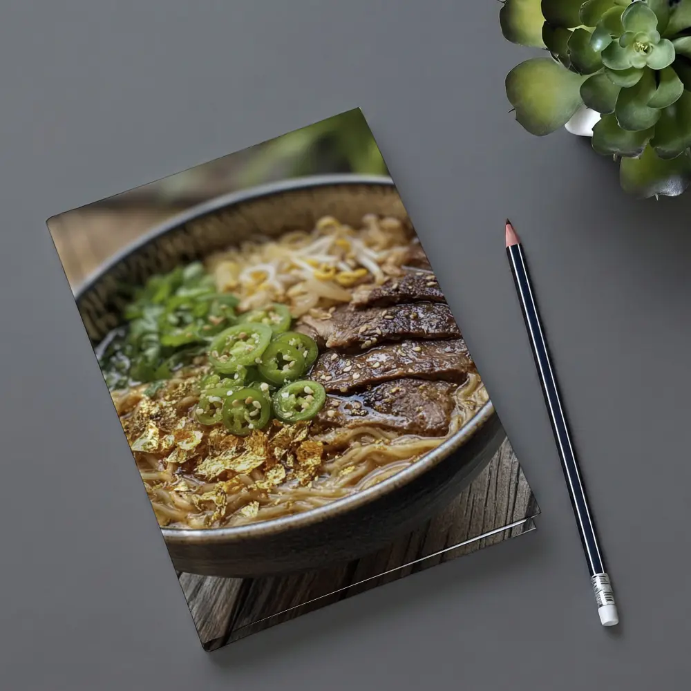 Beef Ramen Bowl With Gold Flakes – Notebooks