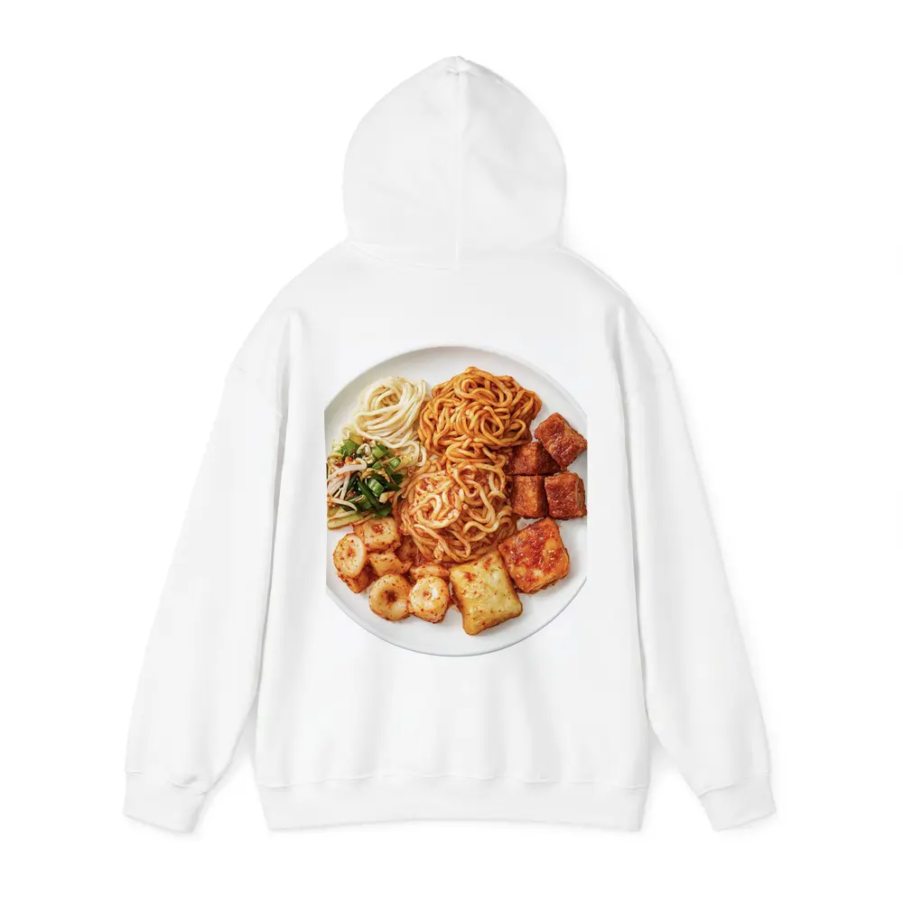 Korean Spicy Noodles Tteokbokki Tofu White Plate – Hoodies