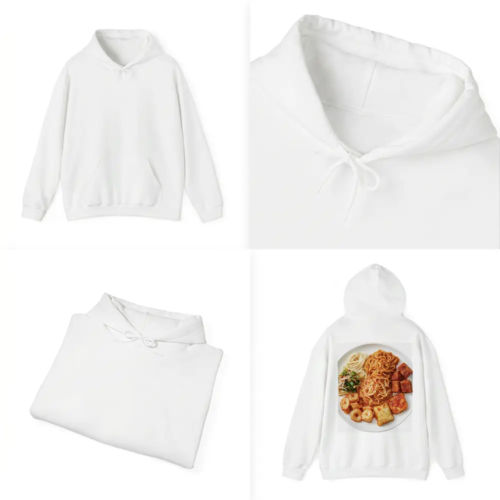 Korean Spicy Noodles Tteokbokki Tofu White Plate – Hoodies