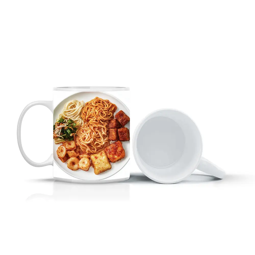 Korean Spicy Noodles Tteokbokki Tofu White Plate – Mugs