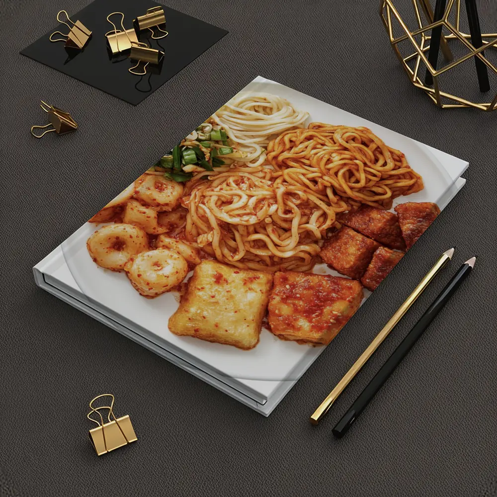 Korean Spicy Noodles Tteokbokki Tofu White Plate – Notebooks