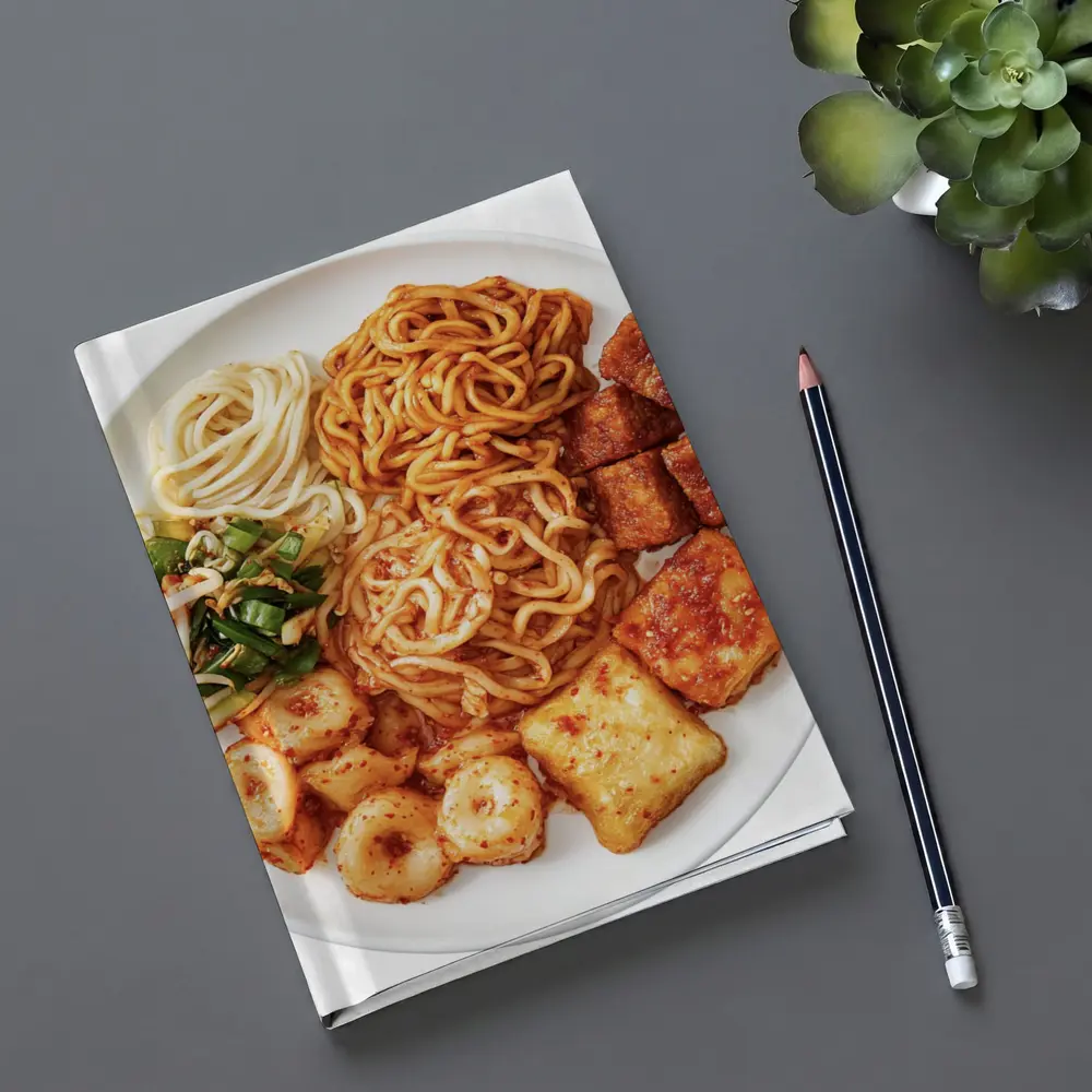 Korean Spicy Noodles Tteokbokki Tofu White Plate – Notebooks