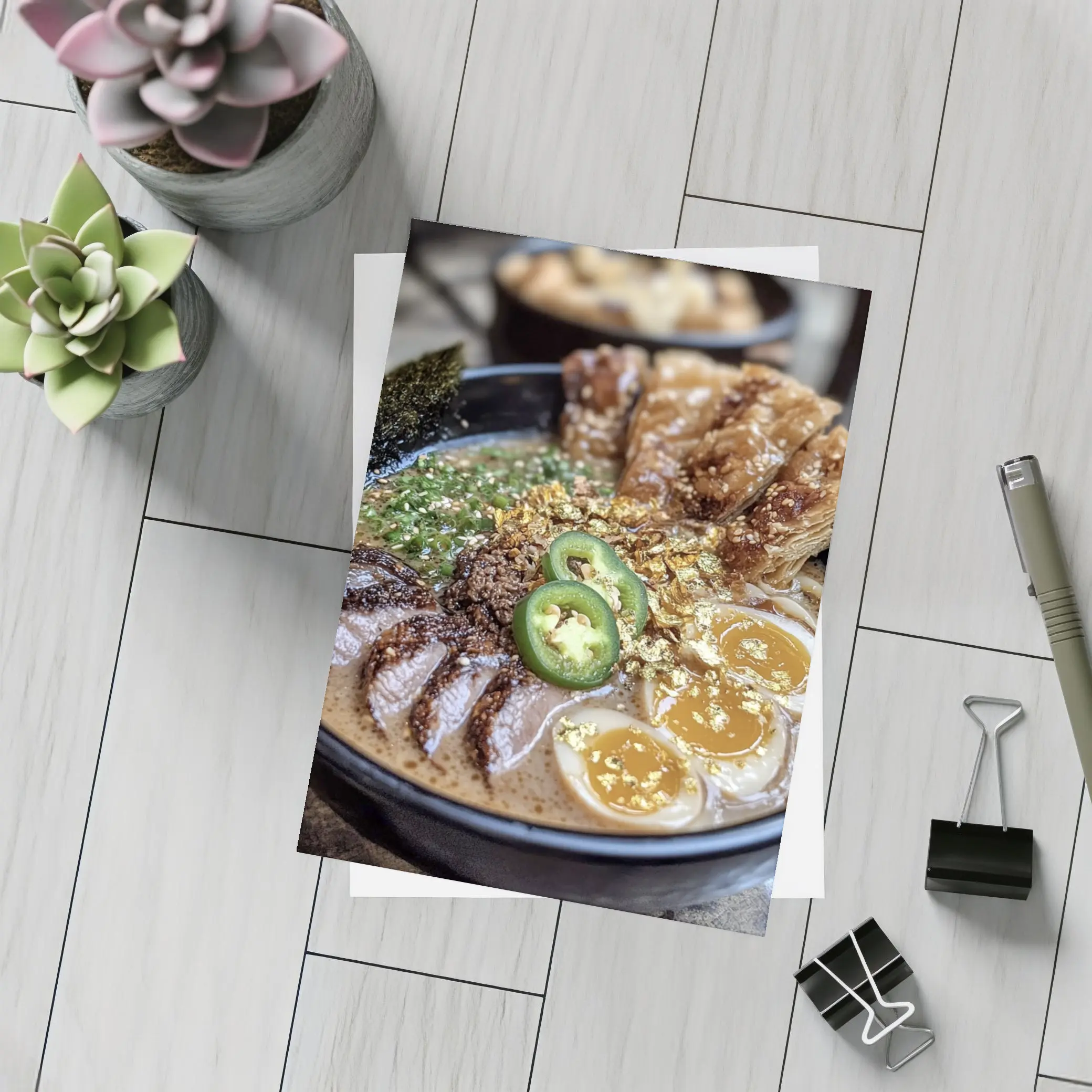 Tonkotsu Ramen Bowl With Gold Leaf Toppings – Postcards