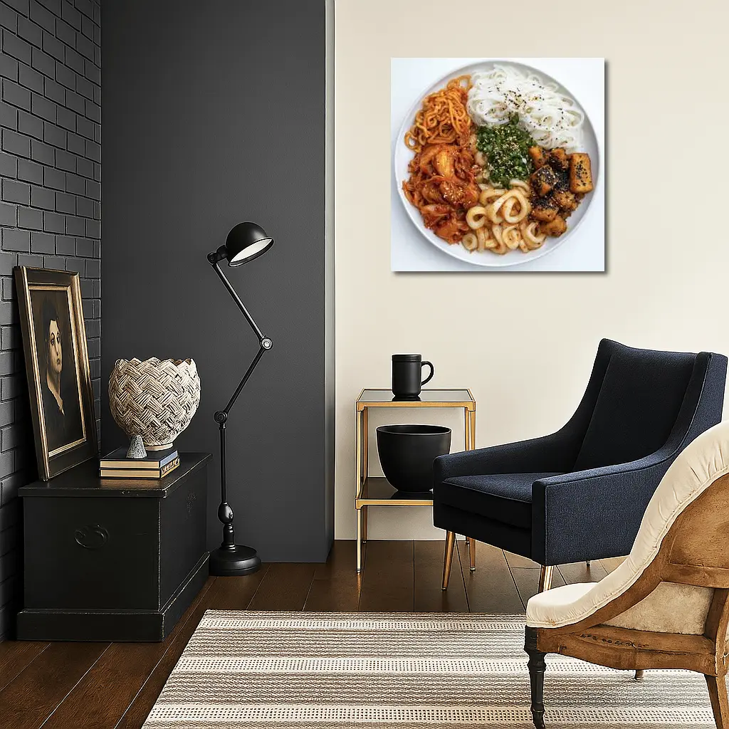 Korean Rice Noodle Bowl With Kimchi Tofu – Wall Art
