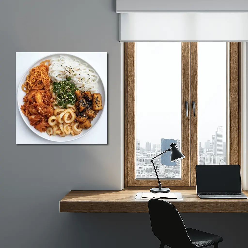 Korean Rice Noodle Bowl With Kimchi Tofu – Wall Art