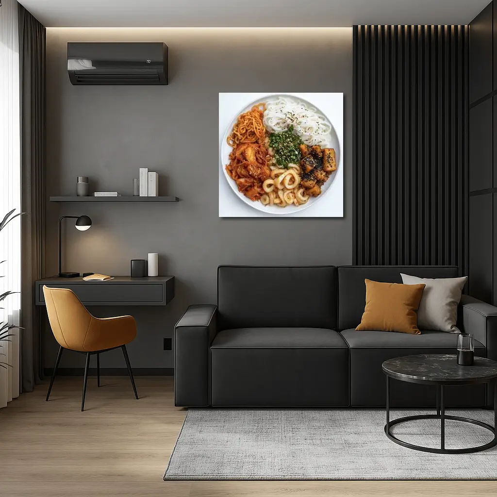 Korean Rice Noodle Bowl With Kimchi Tofu – Wall Art