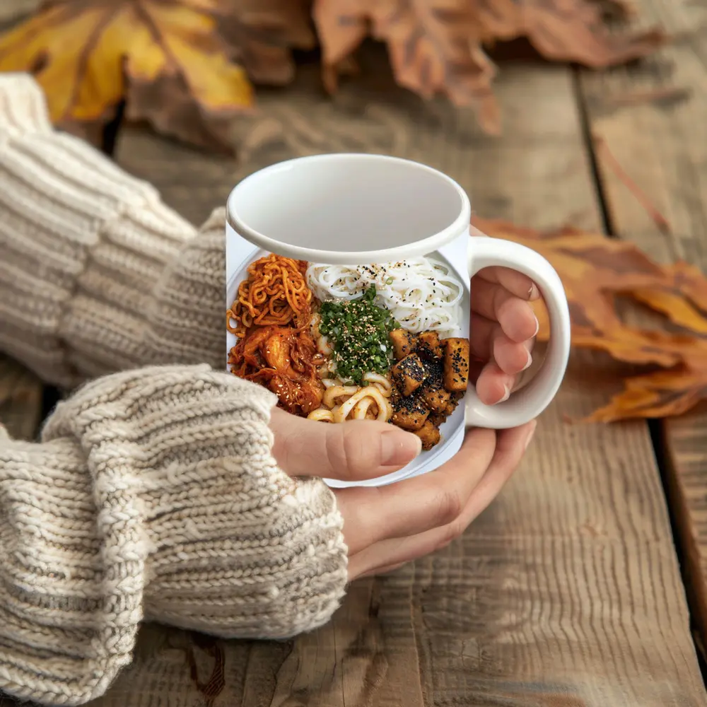 Korean Rice Noodle Bowl With Kimchi Tofu – Mugs