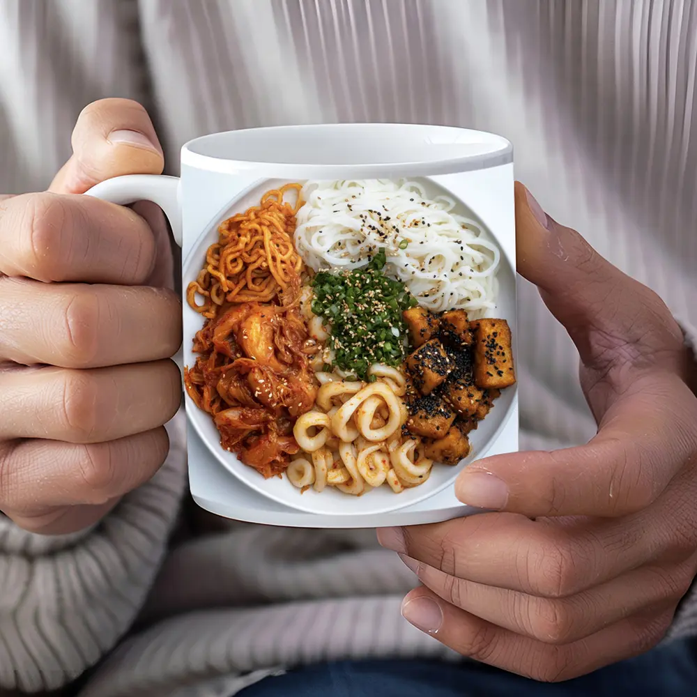 Korean Rice Noodle Bowl With Kimchi Tofu – Mugs