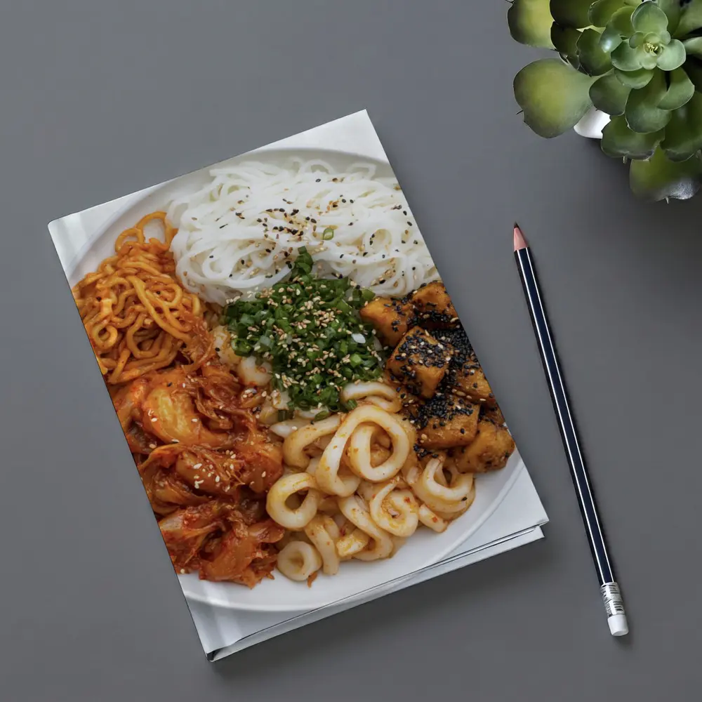 Korean Rice Noodle Bowl With Kimchi Tofu – Notebooks