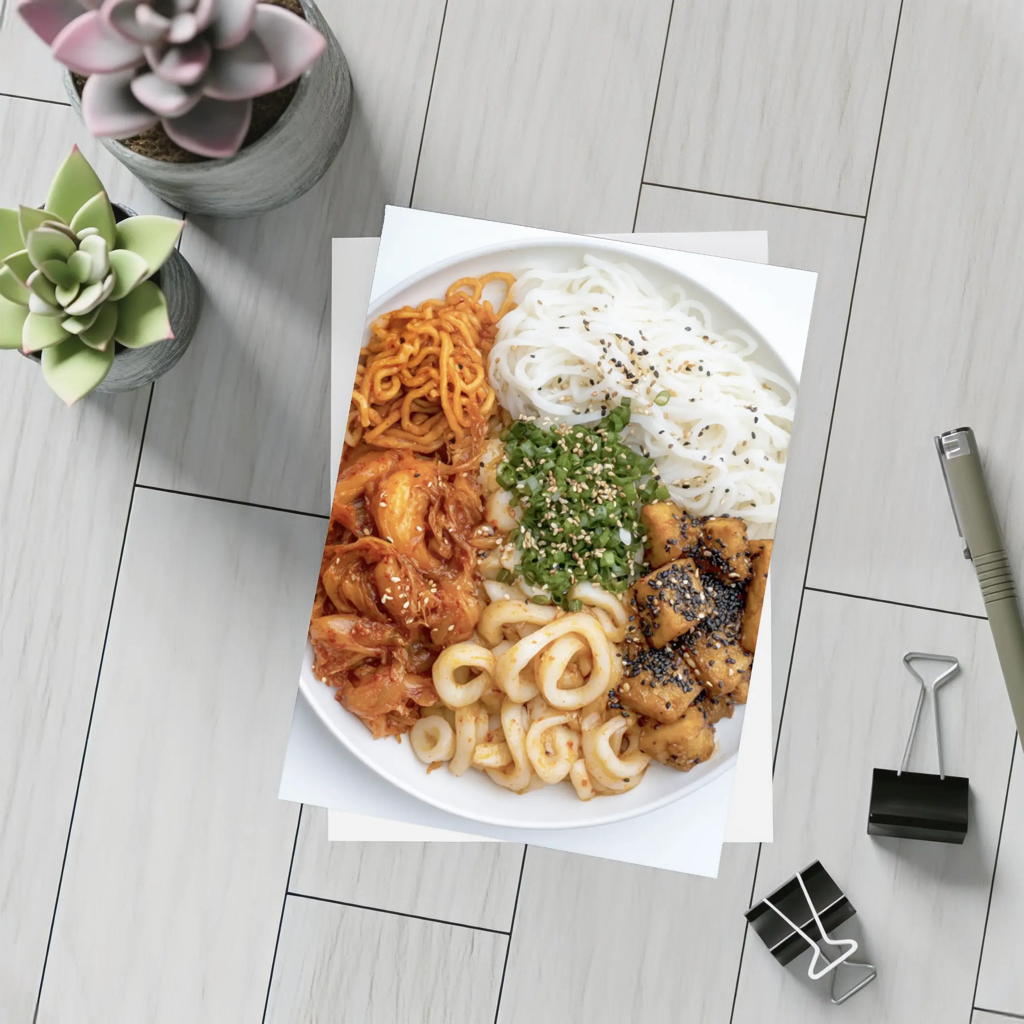 Korean Rice Noodle Bowl With Kimchi Tofu – Postcards