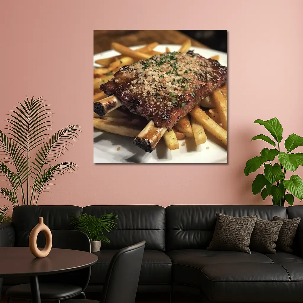 BBQ Ribs With Crispy French Fries Plate – Wall Art
