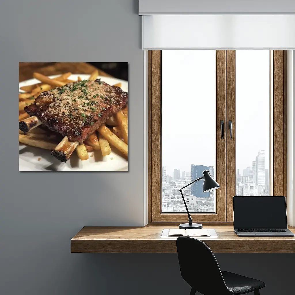 BBQ Ribs With Crispy French Fries Plate – Wall Art
