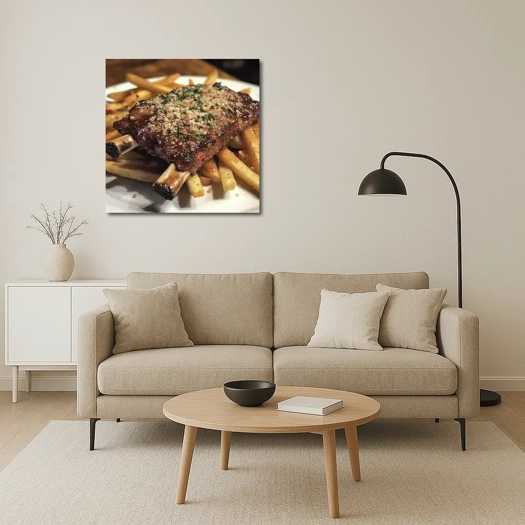 BBQ Ribs With Crispy French Fries Plate – Wall Art