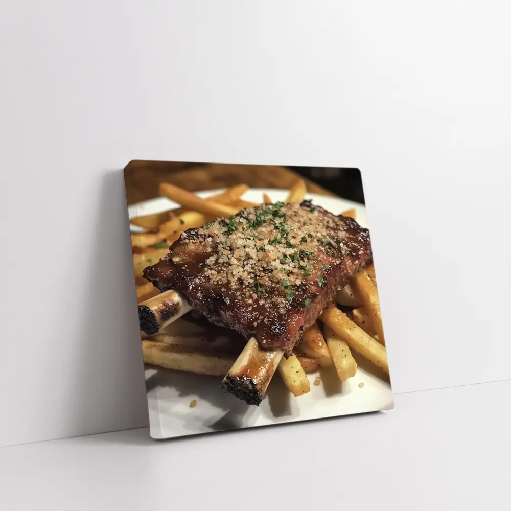BBQ Ribs With Crispy French Fries Plate – Wall Art