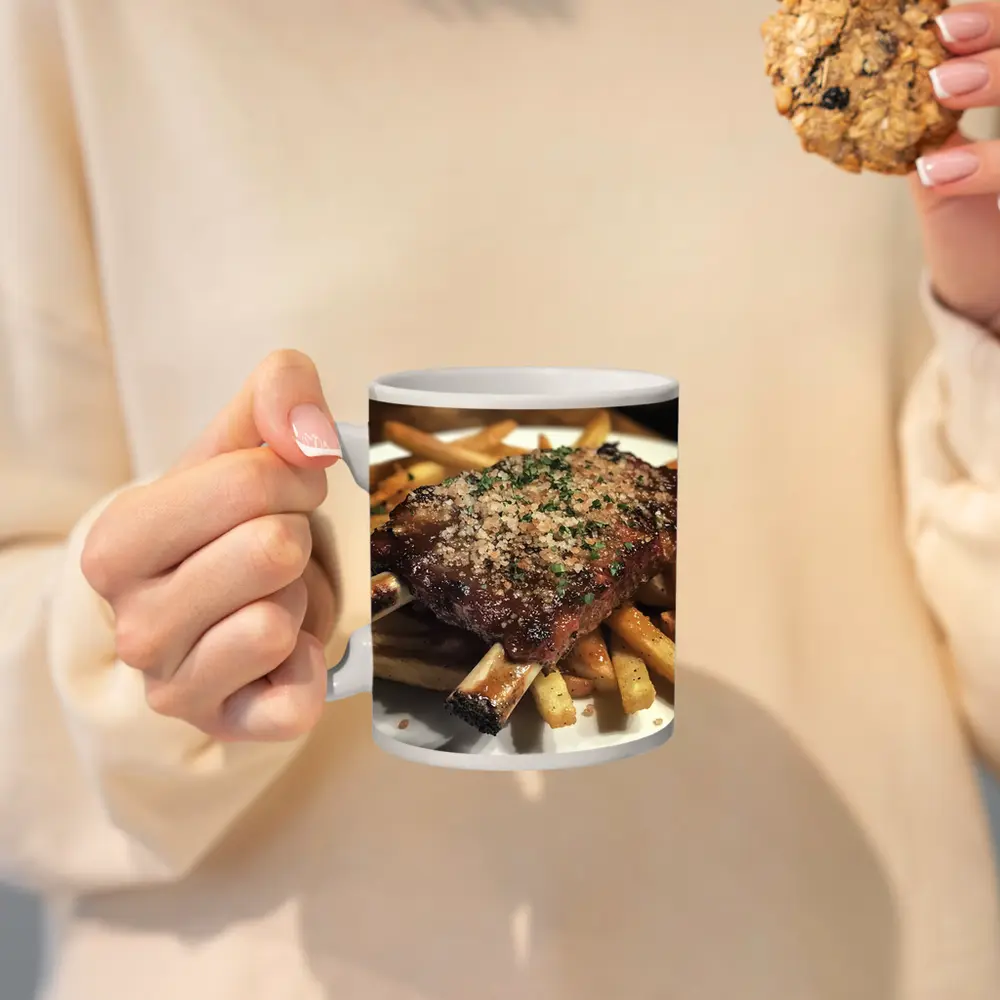 BBQ Ribs With Crispy French Fries Plate – Mugs
