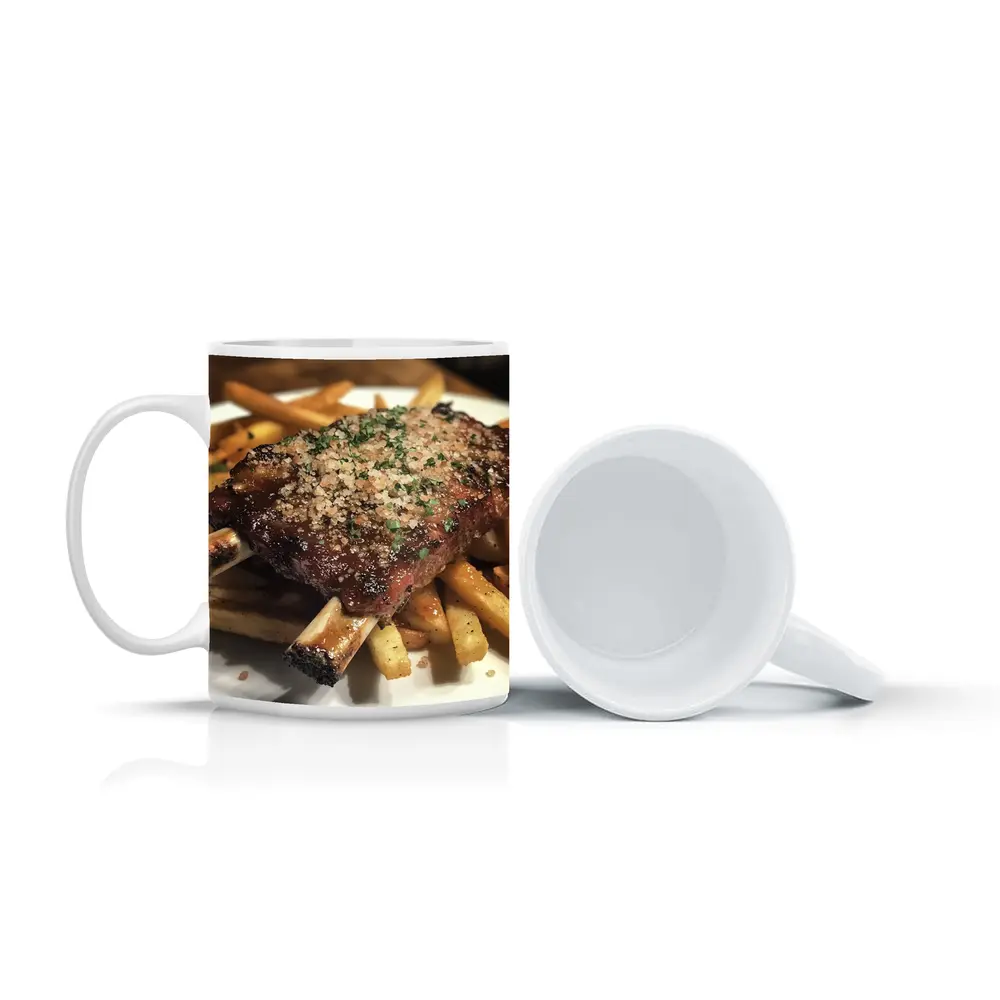 BBQ Ribs With Crispy French Fries Plate – Mugs