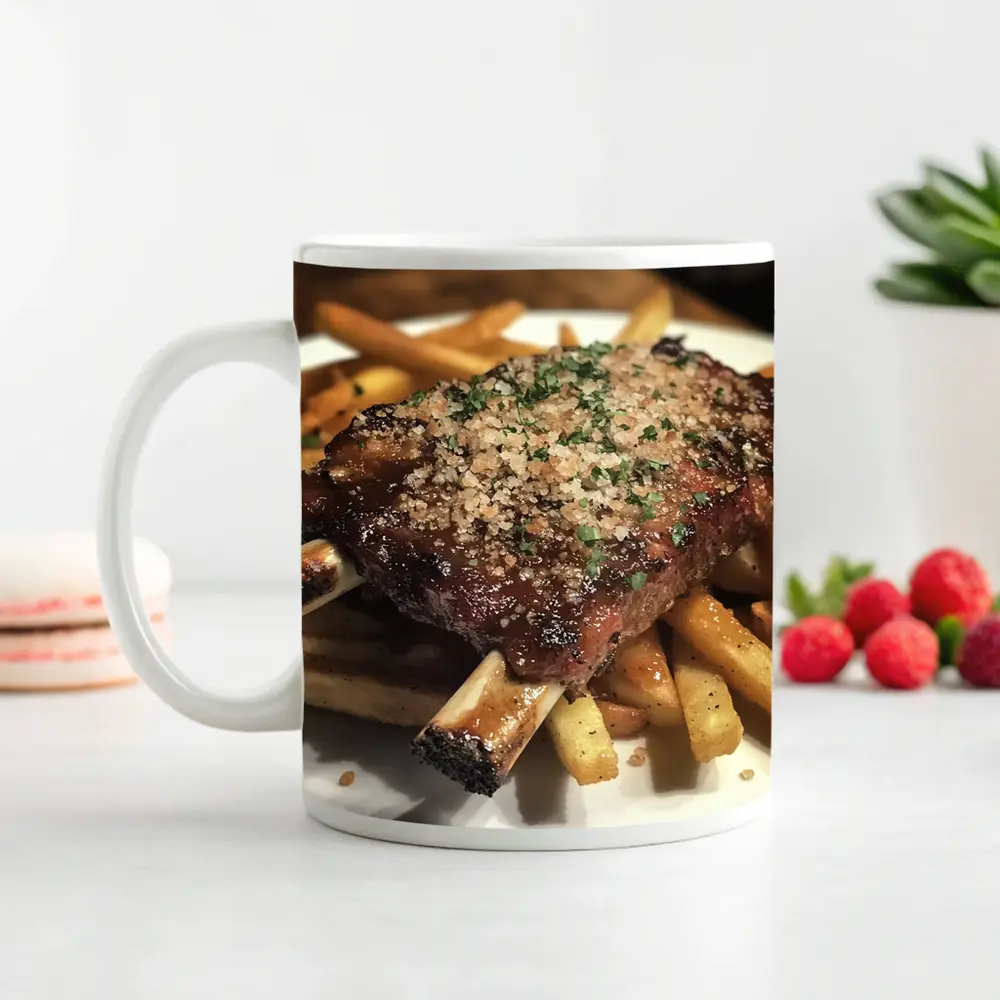 BBQ Ribs With Crispy French Fries Plate – Mugs