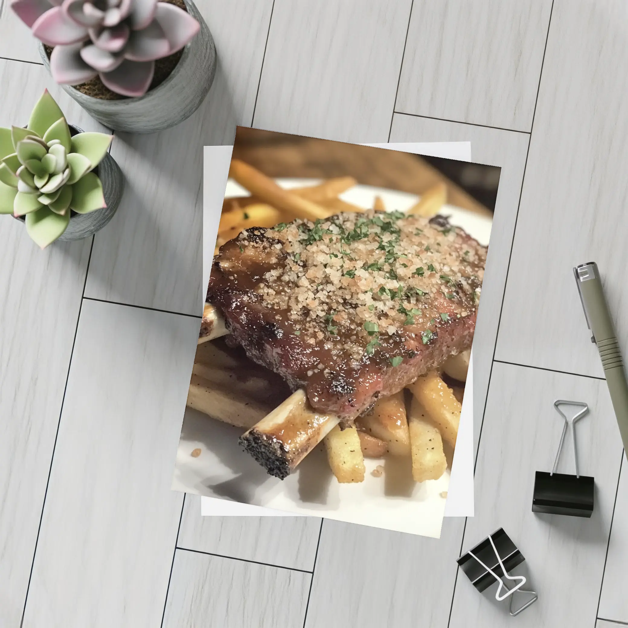 BBQ Ribs With Crispy French Fries Plate – Postcards