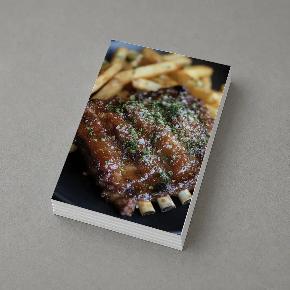 BBQ Ribs With Fries Dark Plate – Postcards
