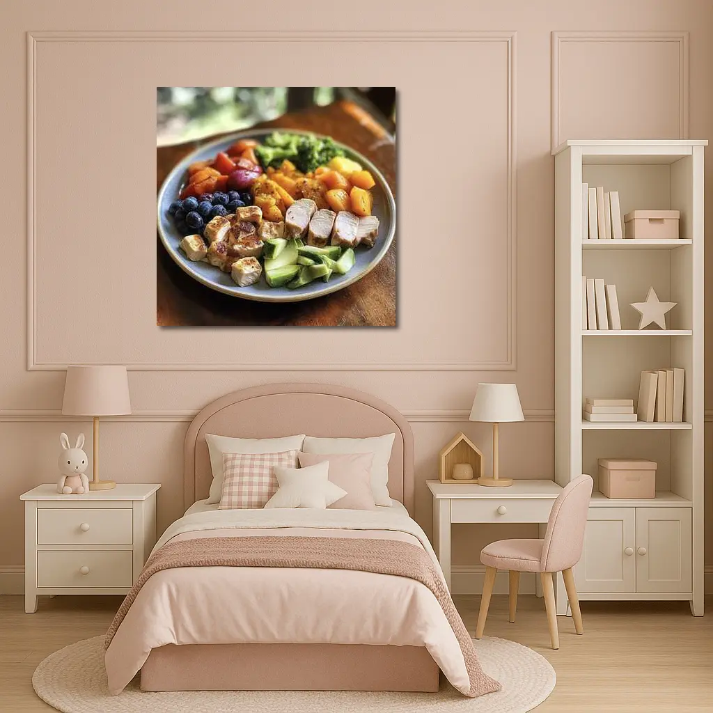 Healthy Chicken Bowl With Colorful Vegetables – Wall Art