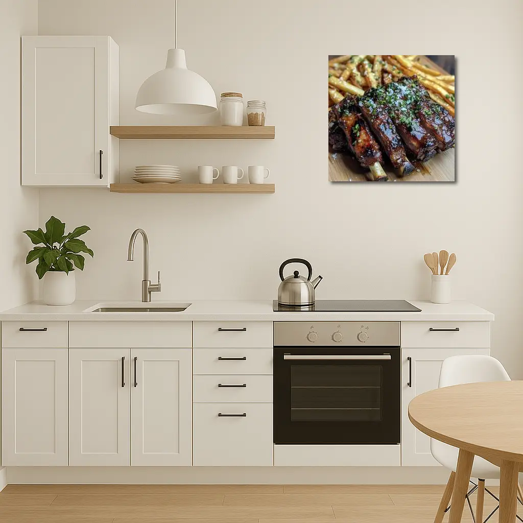 Glazed BBQ Ribs With Golden French Fries – Wall Art
