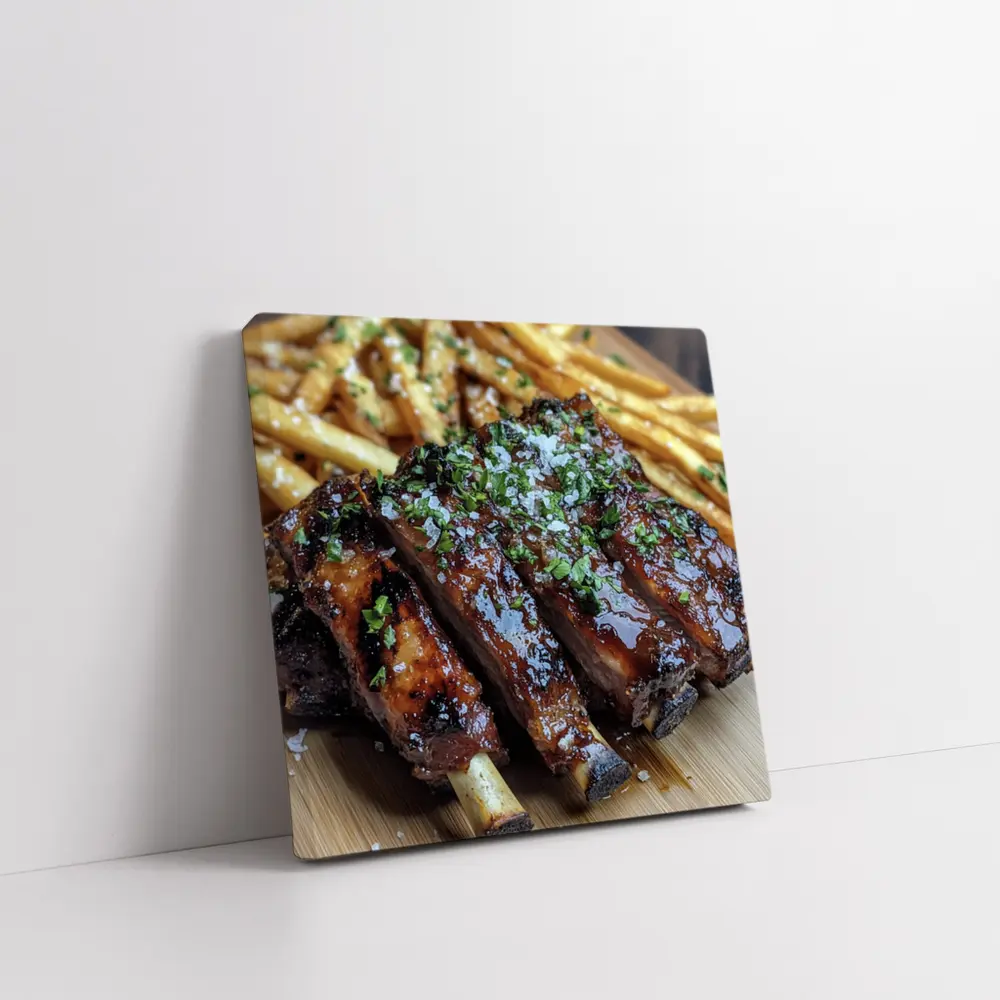 Glazed BBQ Ribs With Golden French Fries – Wall Art