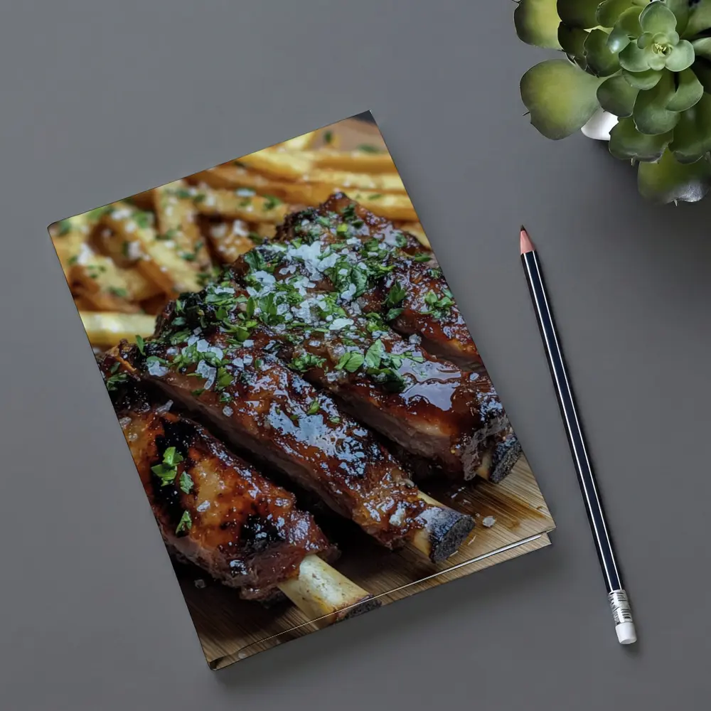 Glazed BBQ Ribs With Golden French Fries – Notebooks