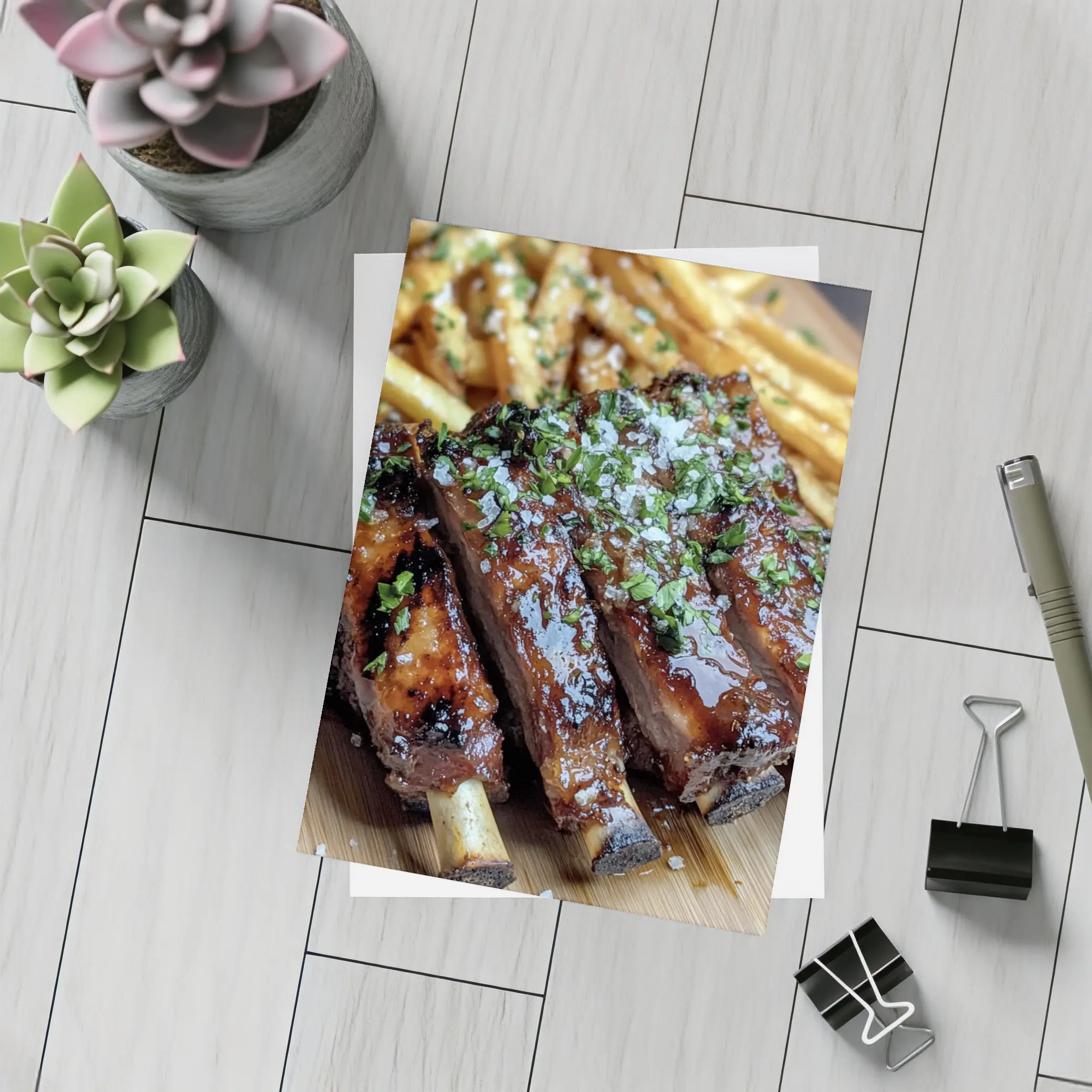 Glazed BBQ Ribs With Golden French Fries – Postcards