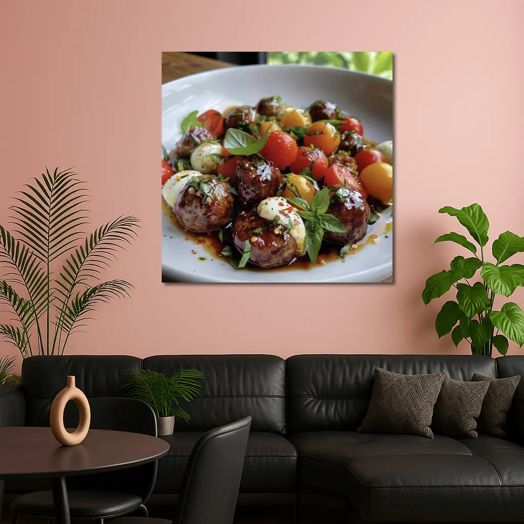 Meatballs Caprese Salad Fresh Basil Bowl – Wall Art
