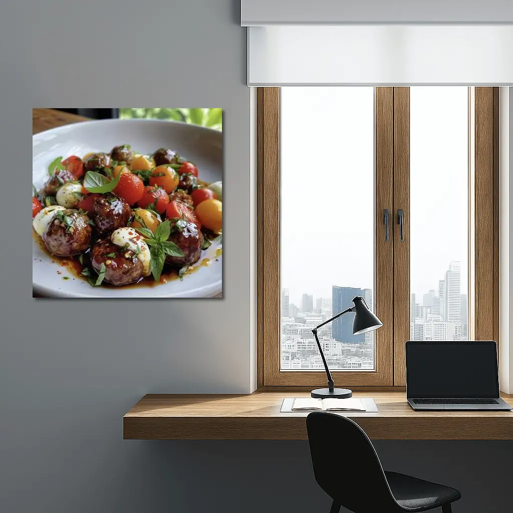 Meatballs Caprese Salad Fresh Basil Bowl – Wall Art
