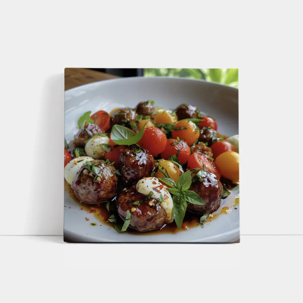 Meatballs Caprese Salad Fresh Basil Bowl – Wall Art
