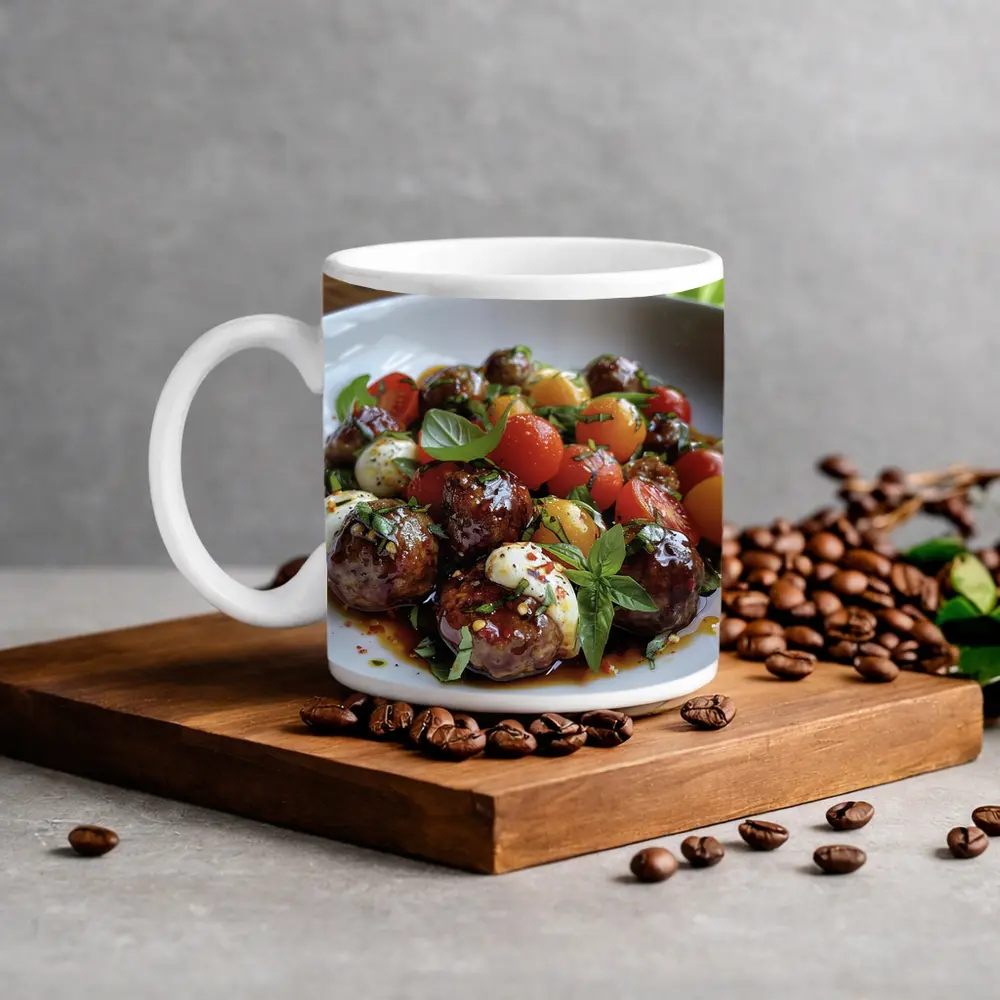 Meatballs Caprese Salad Fresh Basil Bowl – Mugs