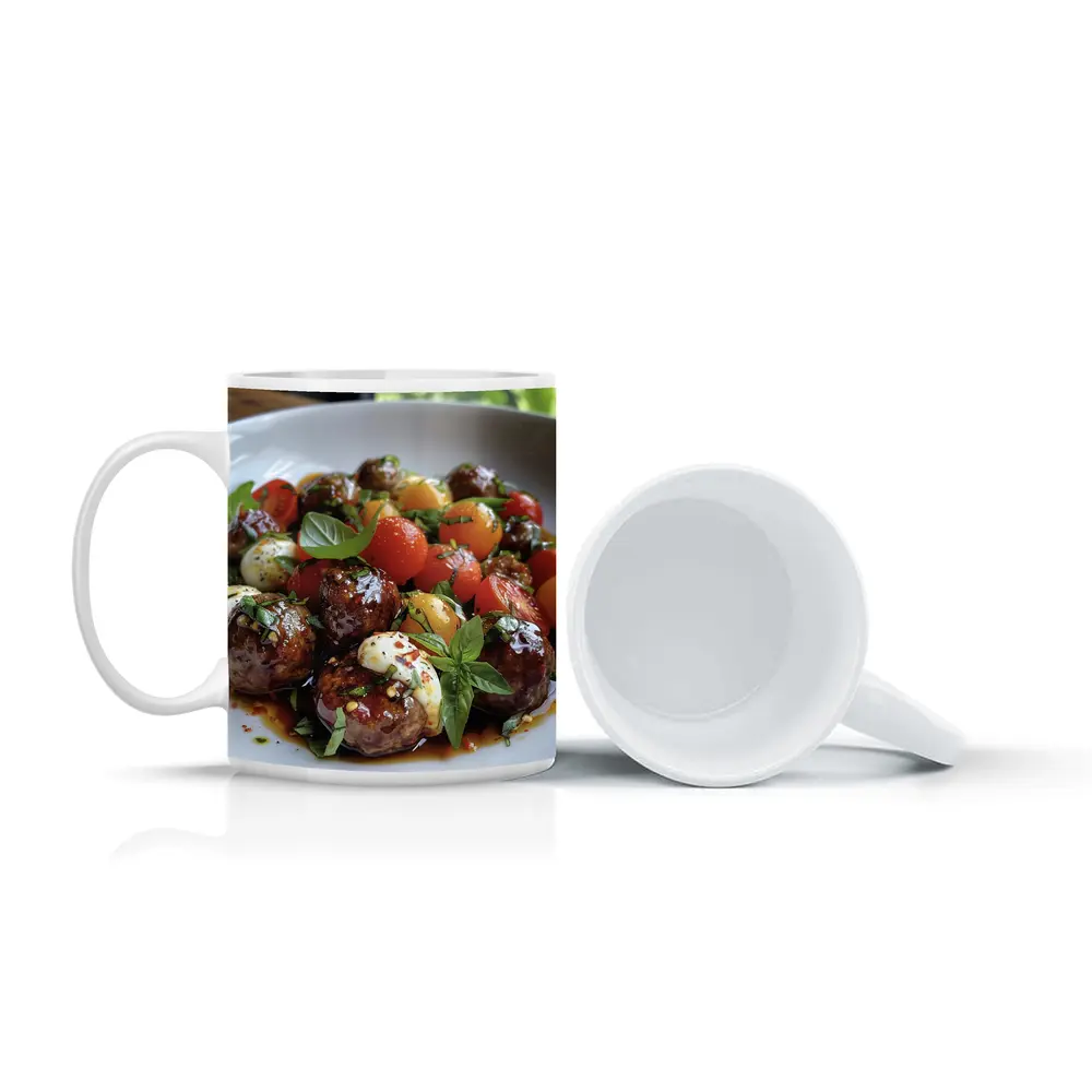 Meatballs Caprese Salad Fresh Basil Bowl – Mugs