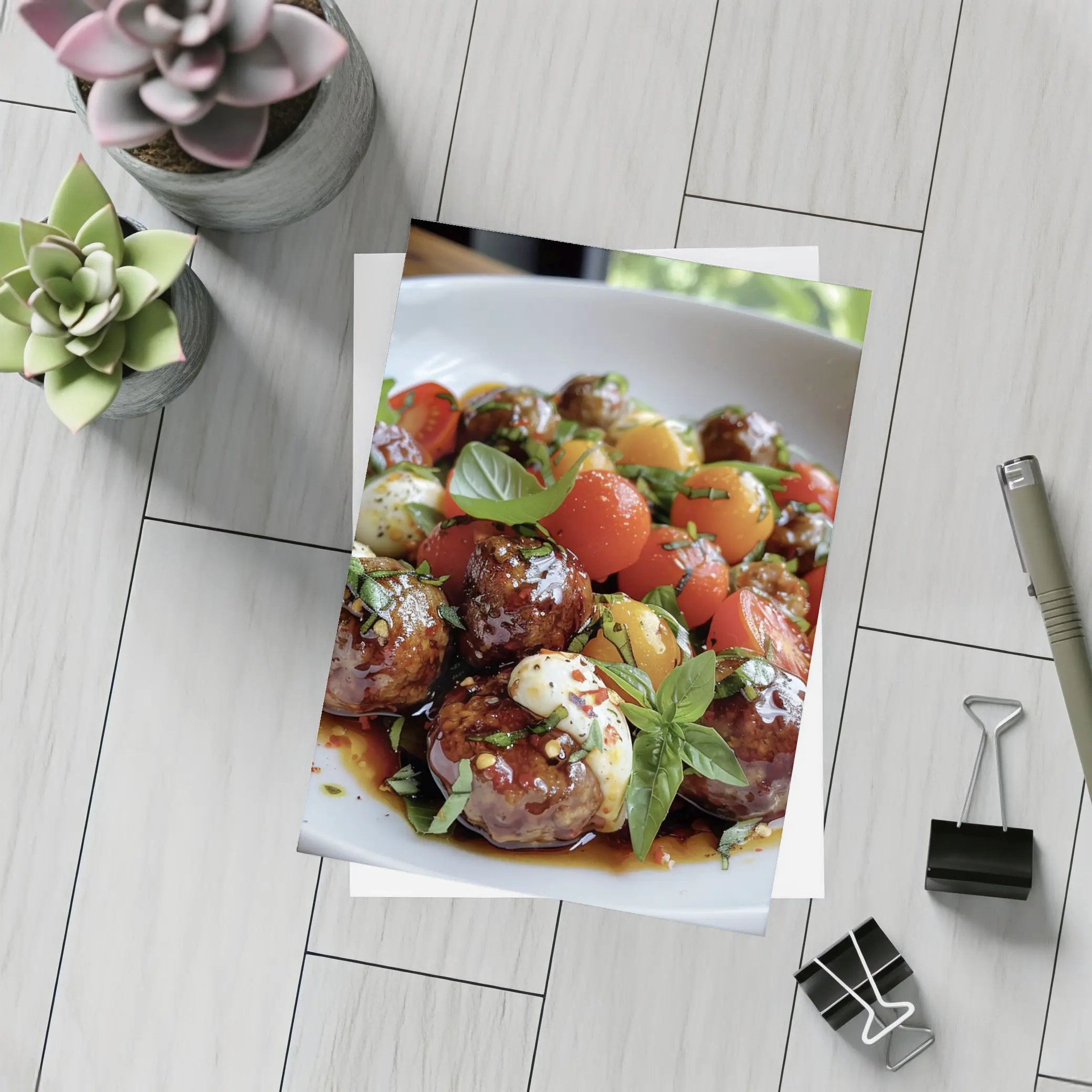 Meatballs Caprese Salad Fresh Basil Bowl – Postcards
