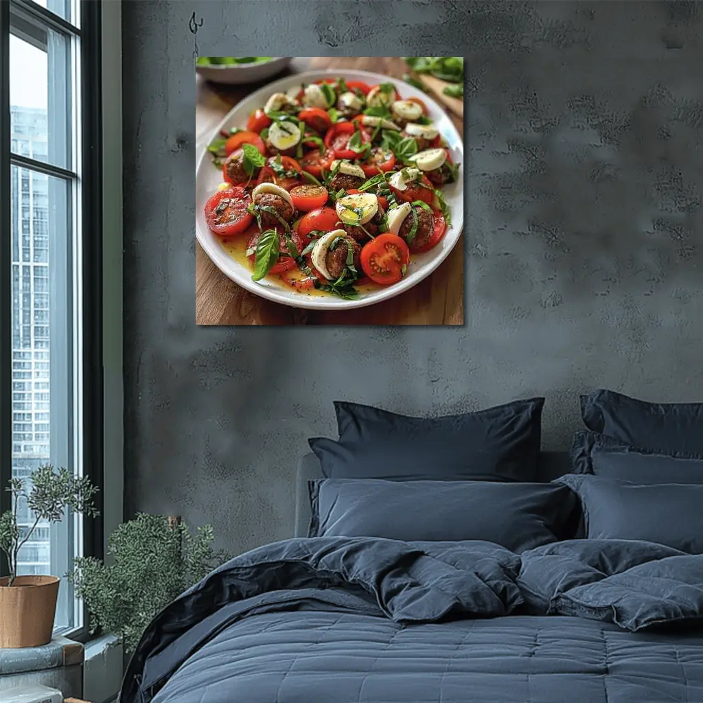 Caprese Salad Tomatoes Mozzarella Basil Plate – Wall Art