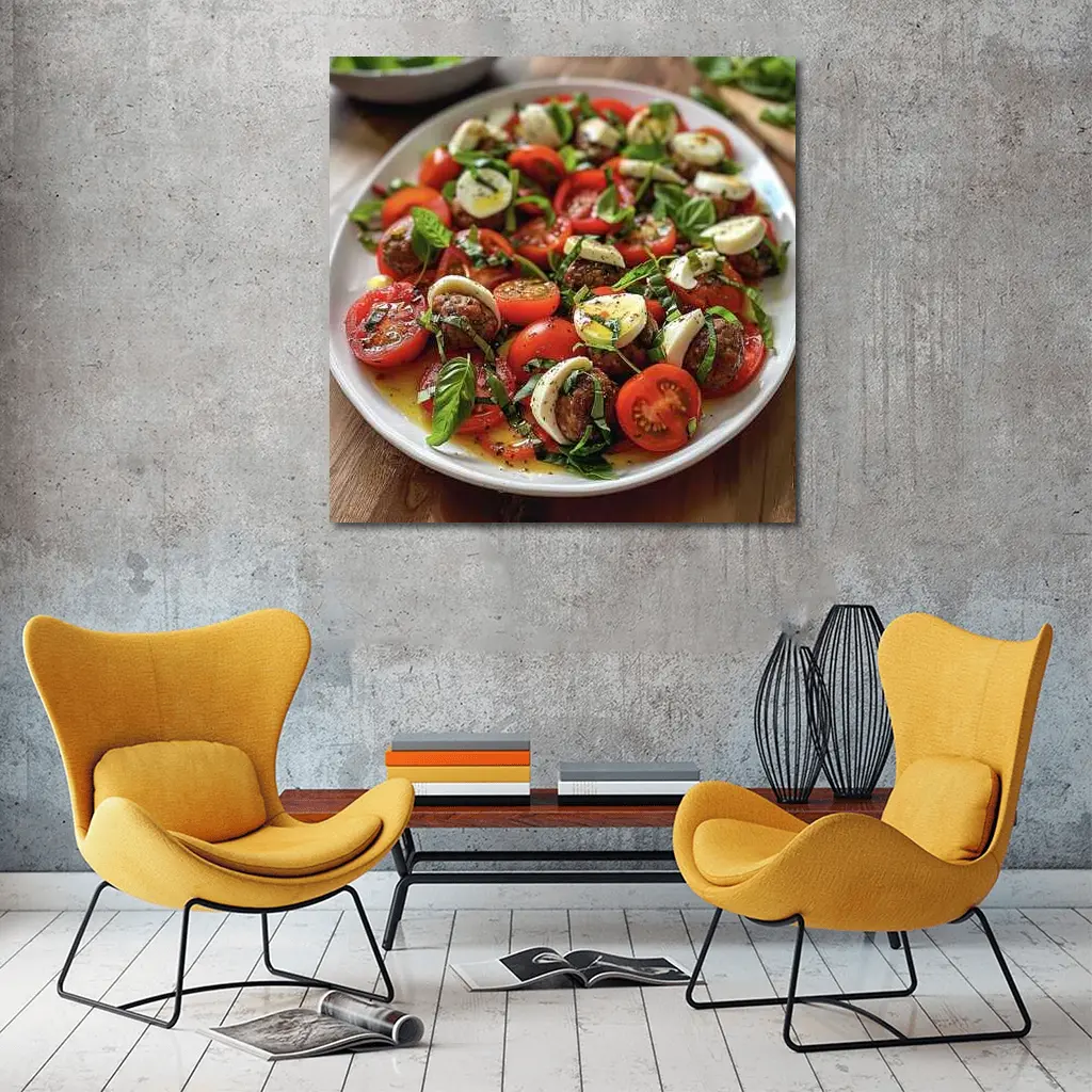 Caprese Salad Tomatoes Mozzarella Basil Plate – Wall Art