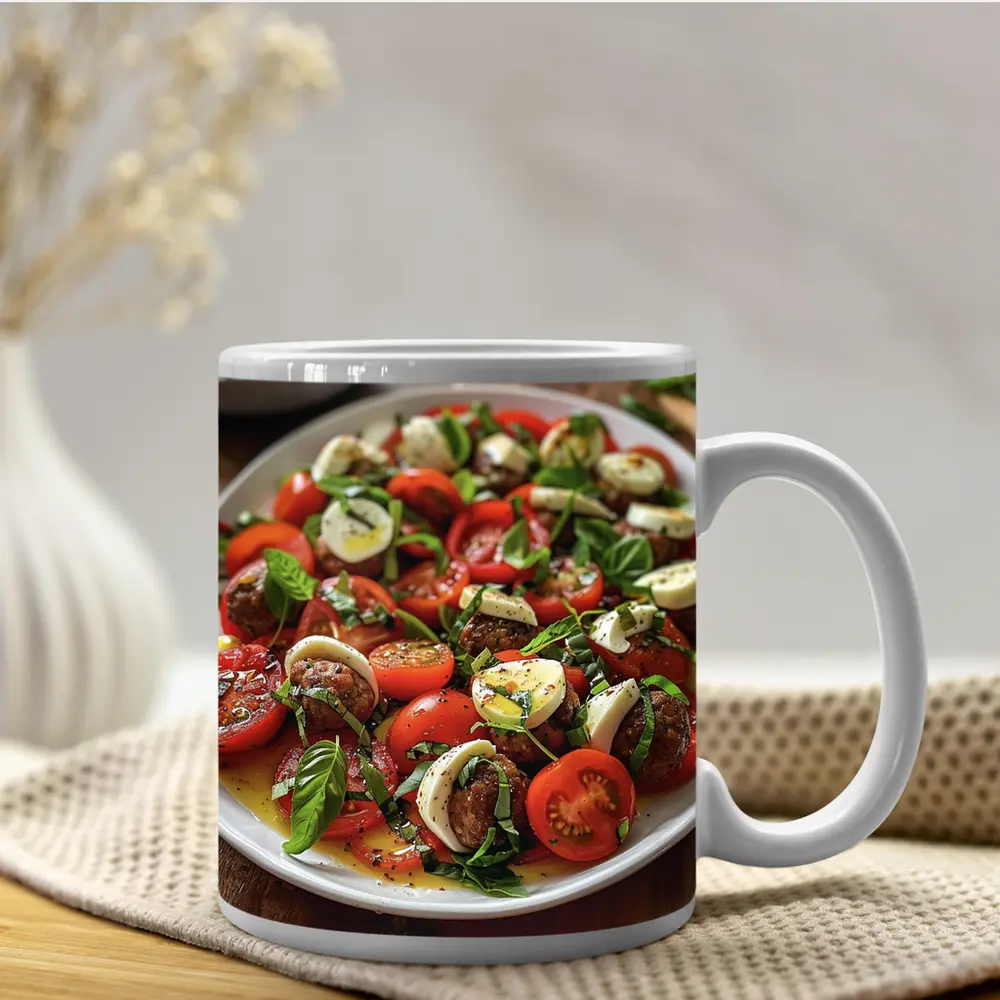 Caprese Salad Tomatoes Mozzarella Basil Plate – Mugs