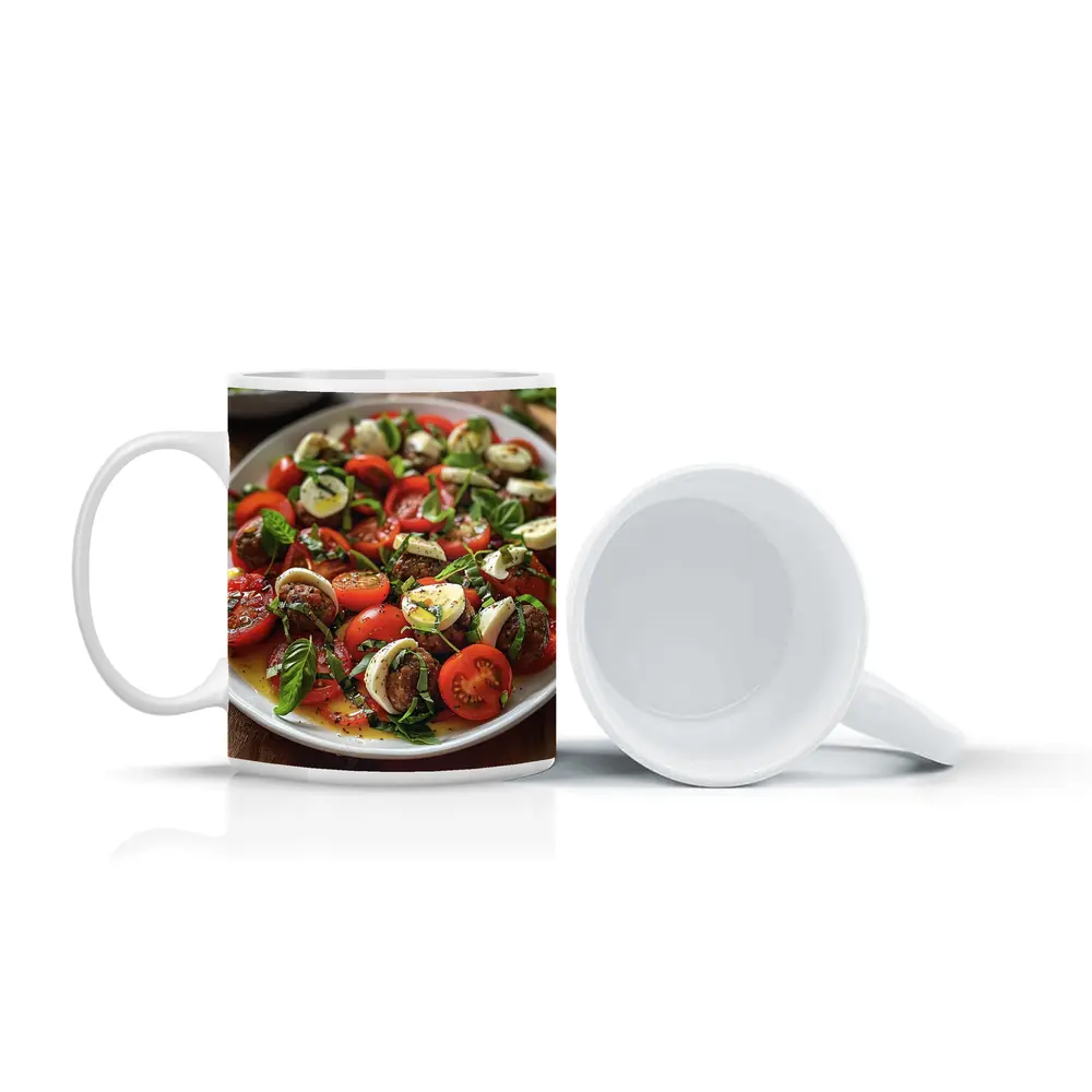 Caprese Salad Tomatoes Mozzarella Basil Plate – Mugs