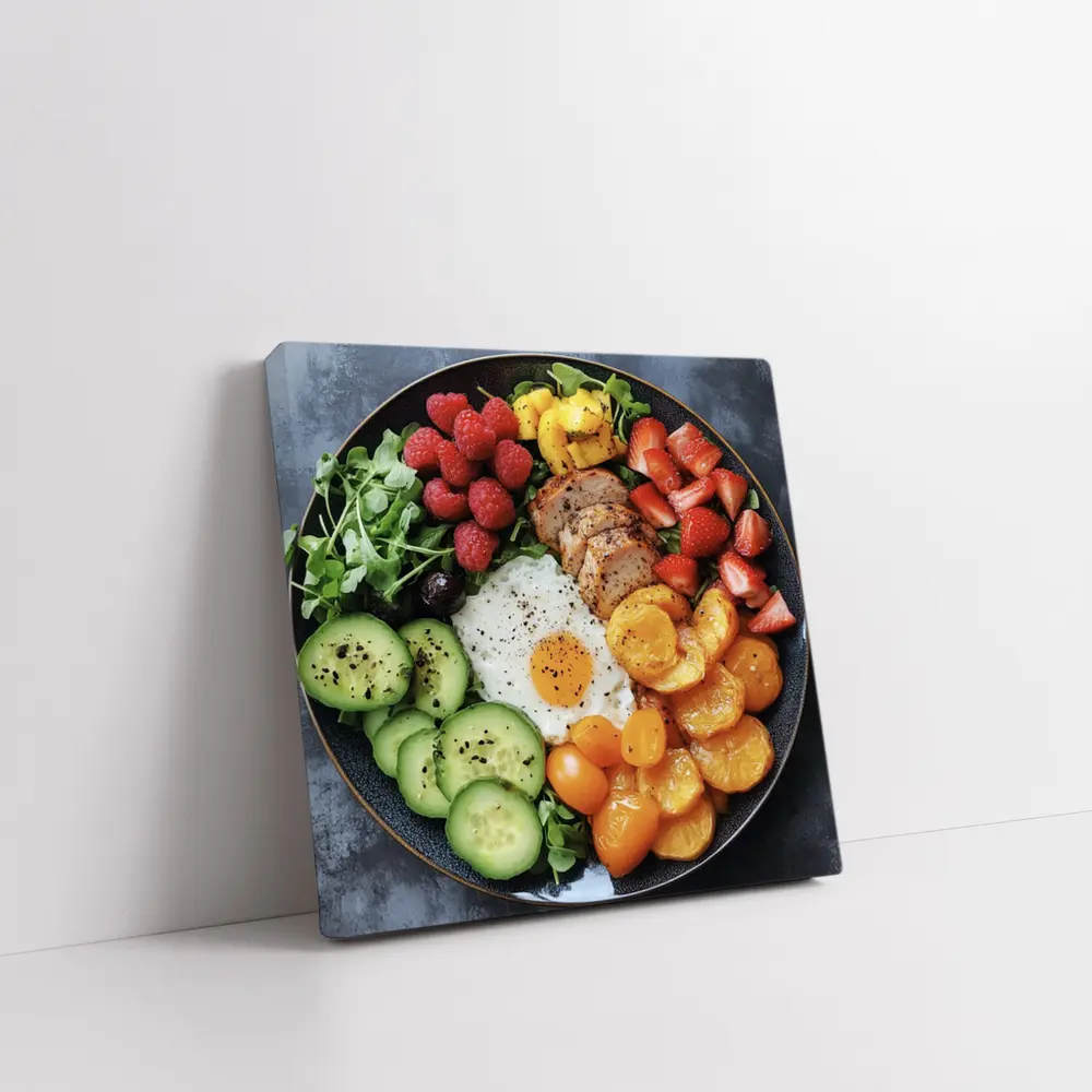 Colorful Breakfast Bowl With Egg Chicken Berries – Wall Art